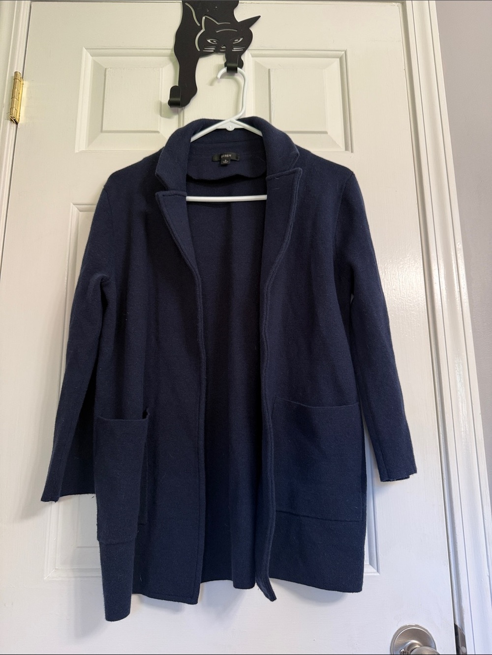 J. Crew Navy Open-Front Blazer-Style Knit Jacket